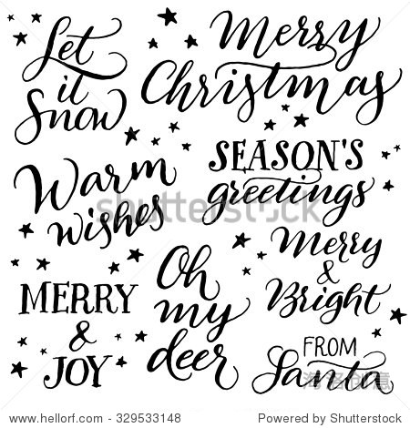 for cards or git tags: merry christmas, let it snow, warm wishes