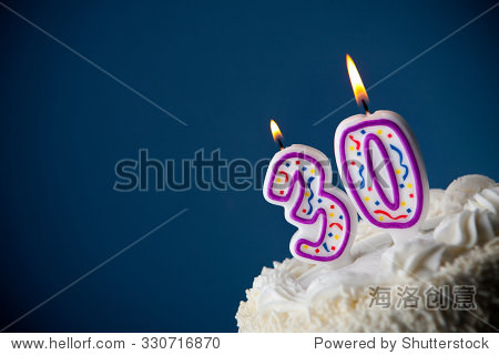 cake: birthday cake with candles for 30th  - 站酷