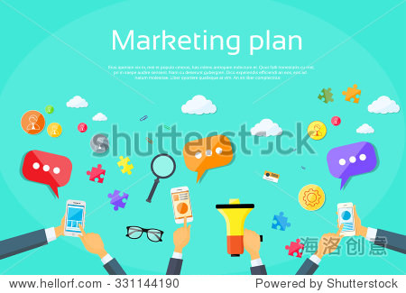 digital marketing plan creative team flat vector