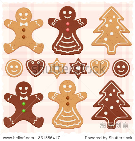 set of vector gingerbread christmas cookies: gingerbread man