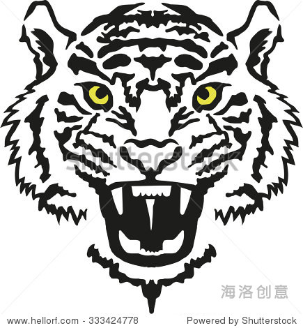 angry tiger head with yellow eyes
