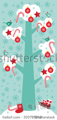 merry christmas card design big tree with white snow on the