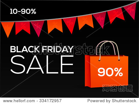 black friday shopping bag and sales garland marketing template.