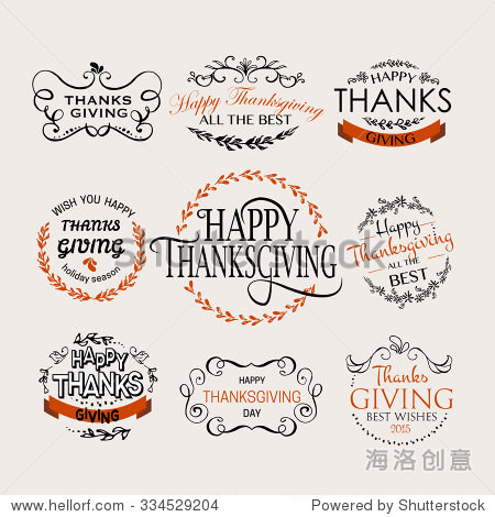 flat design style happy thanksgiving day logotype