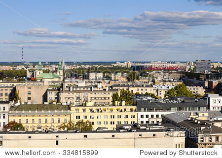 波兰华沙--2015年9月30日:市中心的鸟瞰图,波
