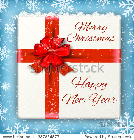 merry christmas celebration background with realistic white gift