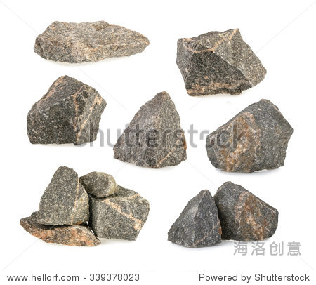 granite stones rocks set isolated on white background