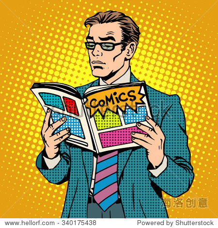 人读漫画书成人艺术的复古眼镜。漫画戴波普商肯风格修v成人版无图片