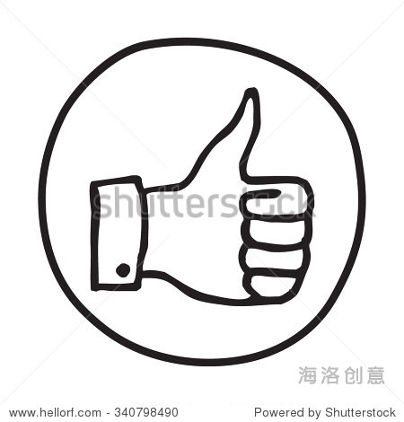 doodle thumbs up icon. infographic symbol in a circle.