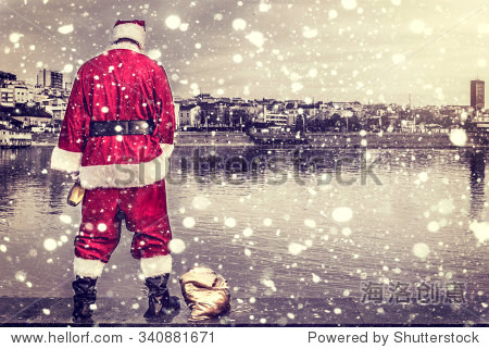 rude and drunk santa claus pee in the river