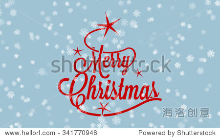 merry christmas greetings card with white snowflakes created by