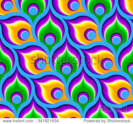 colorful background from feathers of a peacock (optical illusion