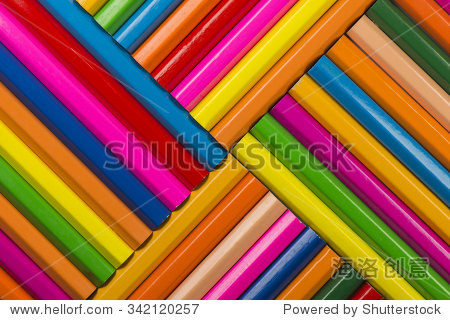 abstract composition of a set wooden colour pencils
