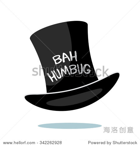 cartoon ebenezer scrooge bah humbug top hat isolated on white