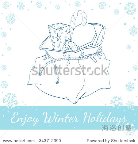 santa claus christmas red bag with gift boxes and