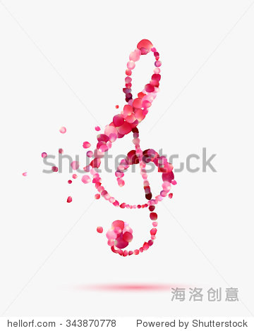 高音谱号的玫瑰花瓣 浪漫的音乐符号 艺术,符号 标志 海洛创意正