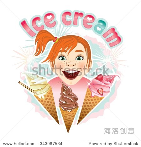 vector of cartoon girl with ice cream
