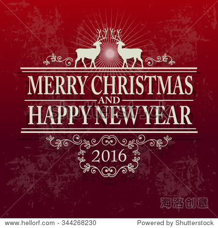 merry christmas and happy new year vector illustration.