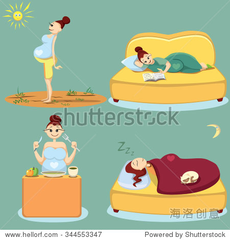rest卡通,rest图片 pregnant woman health. pregnant walking rest eating sleeping.