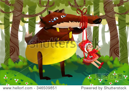 for children: the innocent big wolf falls for the joke of little
