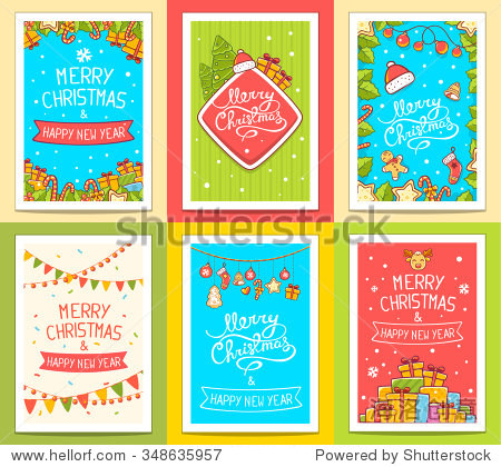 vector collection of christmas templates with hand written text