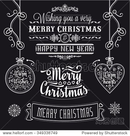 christmas lettering design set.