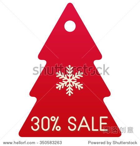 vector 30% sale shopping tag isolated red christmas tree with