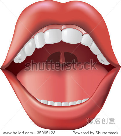 开嘴和舌头和牙齿。Adobe Illustrator渐变网格工
