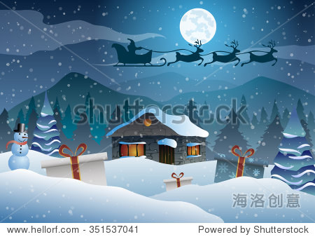 santa gifts and snowman.