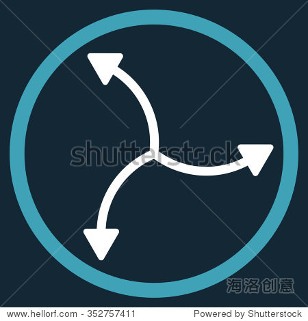 swirl arrows vector icon. style is bicolor flat circled symbol, blue and white colors, rounded angles, dark blue background.