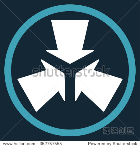 shrink arrows vector icon. style is bicolor flat circled symbol, blue and white colors, rounded angles, dark blue background.