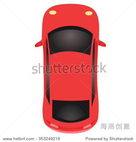 红色跑车顶视图卡通向量-交通运输,运动\/娱乐活