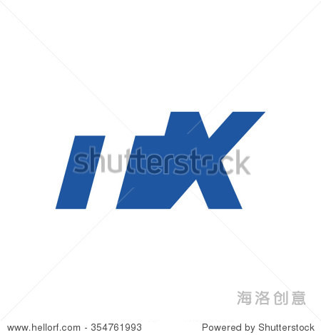 tx negative space letter logo blue