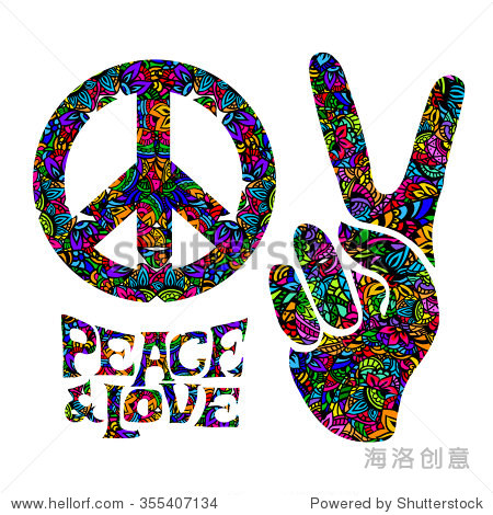 hippie symbols two fingers as a sign of victory