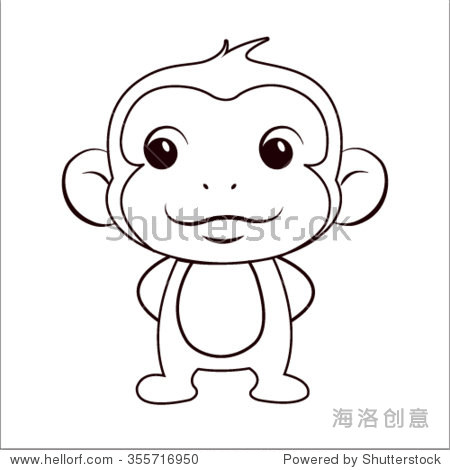 coloring book with monkey - vector illustration.