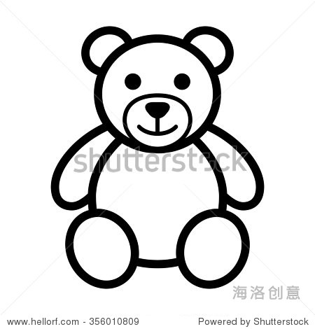 teddy bear plush toy line art icon for apps and websites