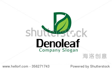 d letter leaf logo design illustration
