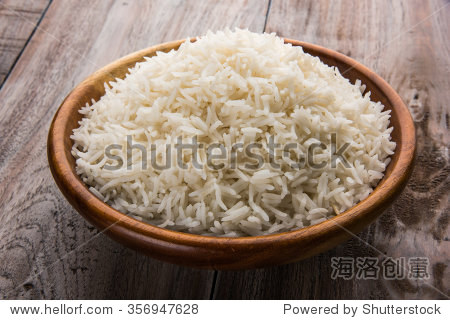 cooked plain white basmati rice served in a  bowl