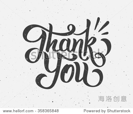 thank you hand drawn lettering on vintage vector background with