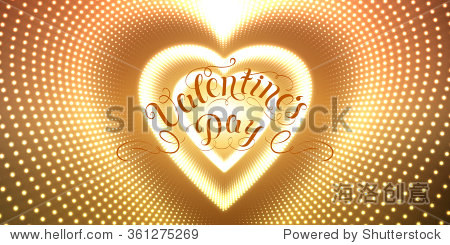 heart-shaped tunnel of shining flares on golden background