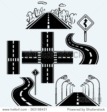 symbols with winding highways forked pathways and crossroads