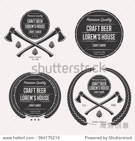 精酿啤酒标志徽章,徽章和设计元素在白色背景