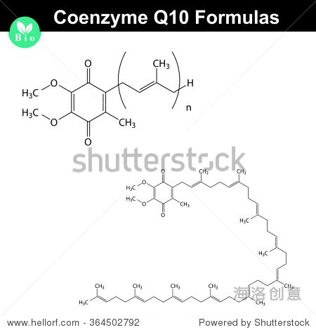 辅酶Q10、化学分子结构、二维光栅孤立在白色
