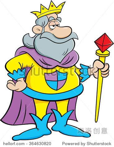 cartoon illustration of a king holding a scepter.