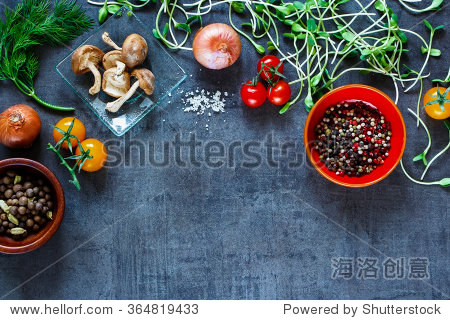 close up of organic vegetables with fresh ingredients for