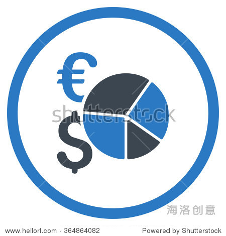 financial pie chart vector icon. style is bicolor flat circled symbol, smooth blue colors, rounded angles, white background.