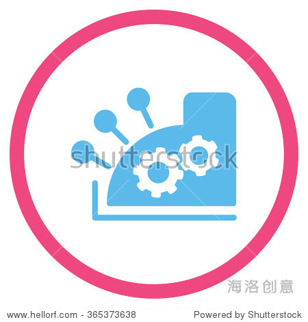 cash register vector icon. style is bicolor flat circled symbol, pink and blue colors, rounded angles, white background.