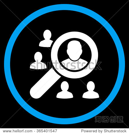 look client vector icon. style is bicolor flat circled symbol, blue and white colors, rounded angles, black background.