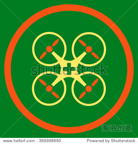 medical drone vector icon. style is bicolor flat circled symbol, orange and yellow colors, rounded angles, green background.