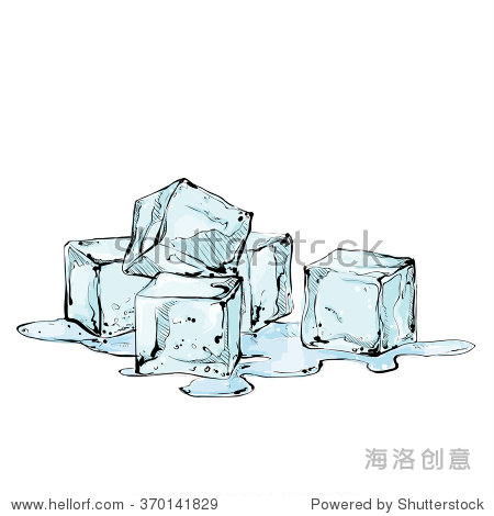 hand drawn ice cubes. vector illustration.